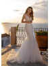 Beaded Ivory Lace Tulle Mermaid Wedding Dress